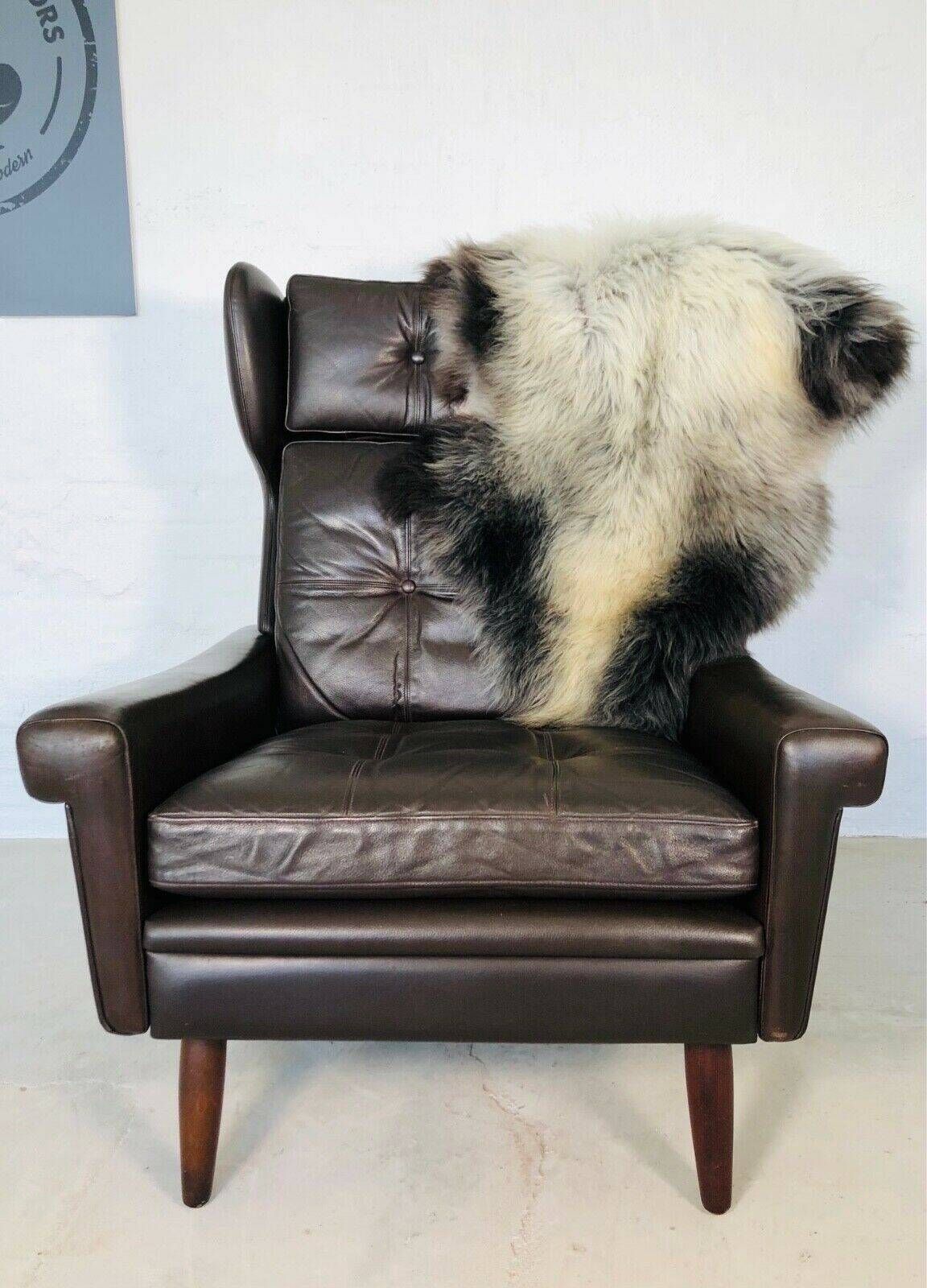 Vintage Danish mid-century Svend Skipper high back lounge chair 1965