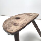 Brutalist tripod stool in solid wood half round