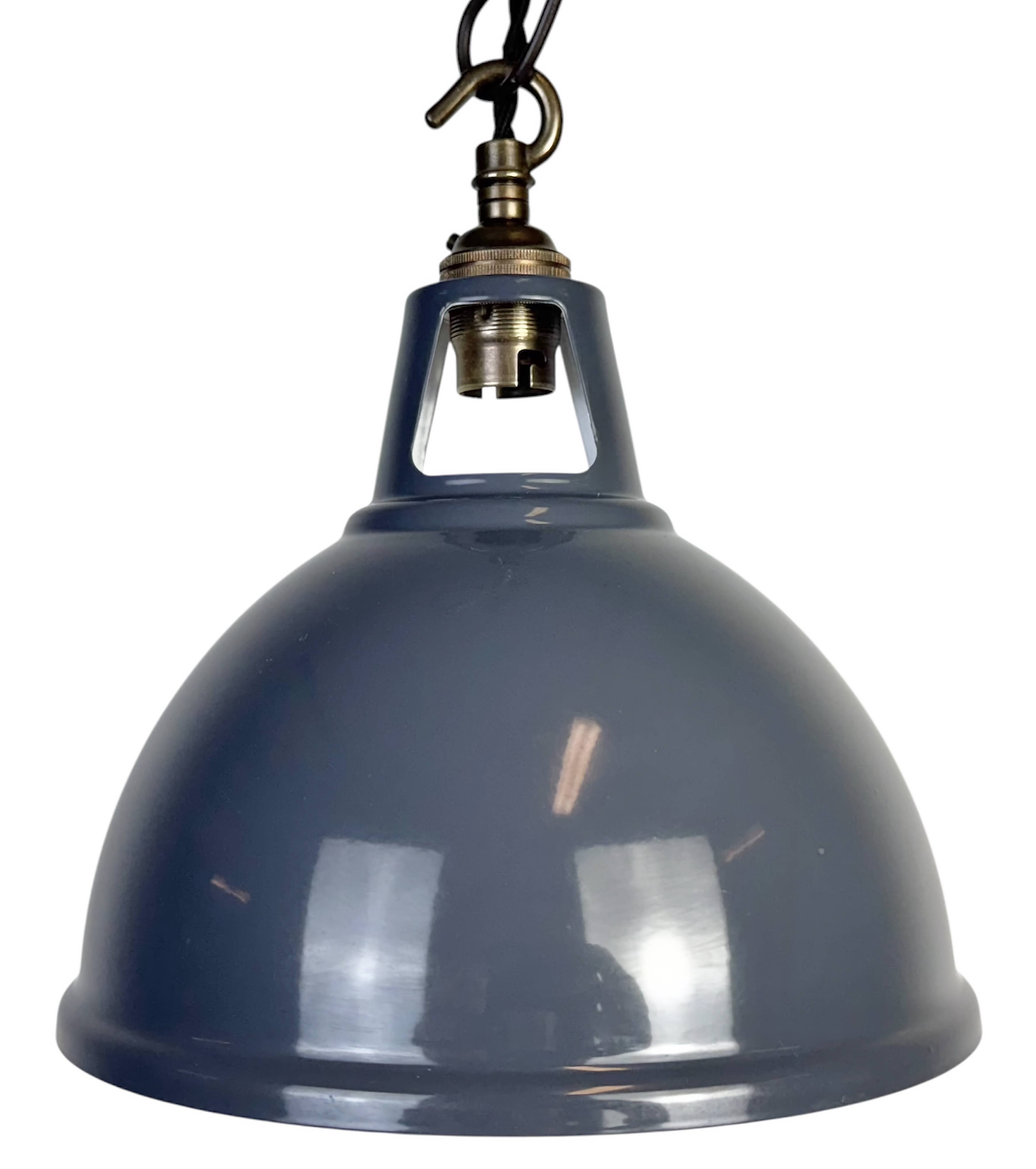 Vintage Industrial Grey Painted Pendant Lamp