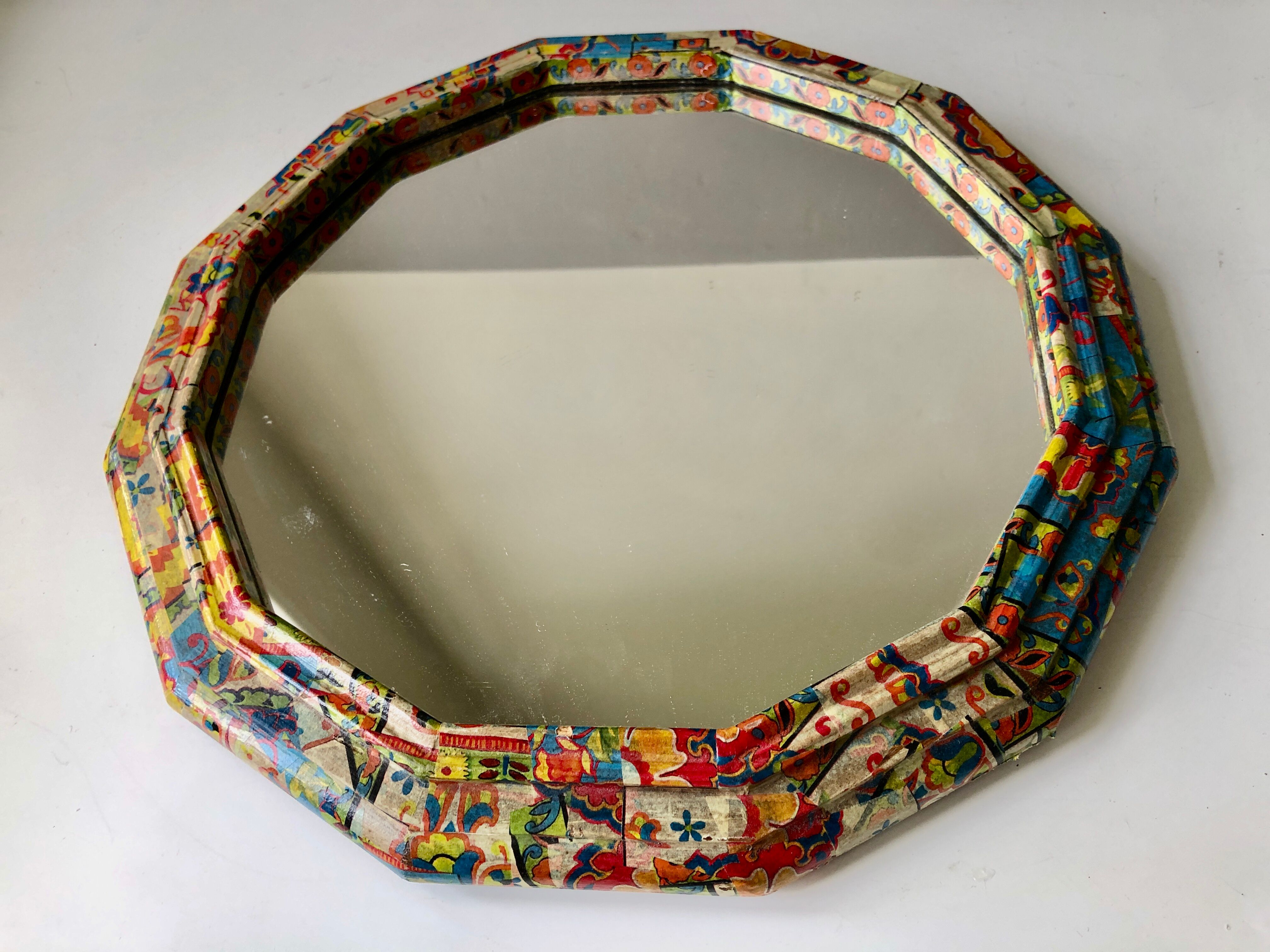 Vintage floral paper mirror