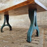 Industrial dining table oak on cast iron legs