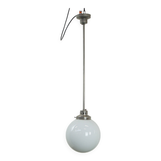 Vintage Art Deco style milk glass and brass ceiling light