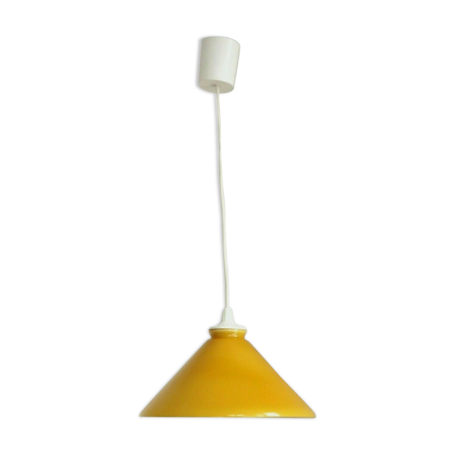 French Vintage Retro Ceiling Light With Round Mustard Yellow Glass Shade