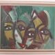 Original Swedish Oil on Canvas “Faces” by Eyvind Olesen Vintage & Framed