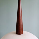 Scandinavian pendant light in teak and white opaline, Louis Kalff, Philips, 1960.