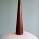 Scandinavian pendant light in teak and white opaline, Louis Kalff, Philips, 1960.