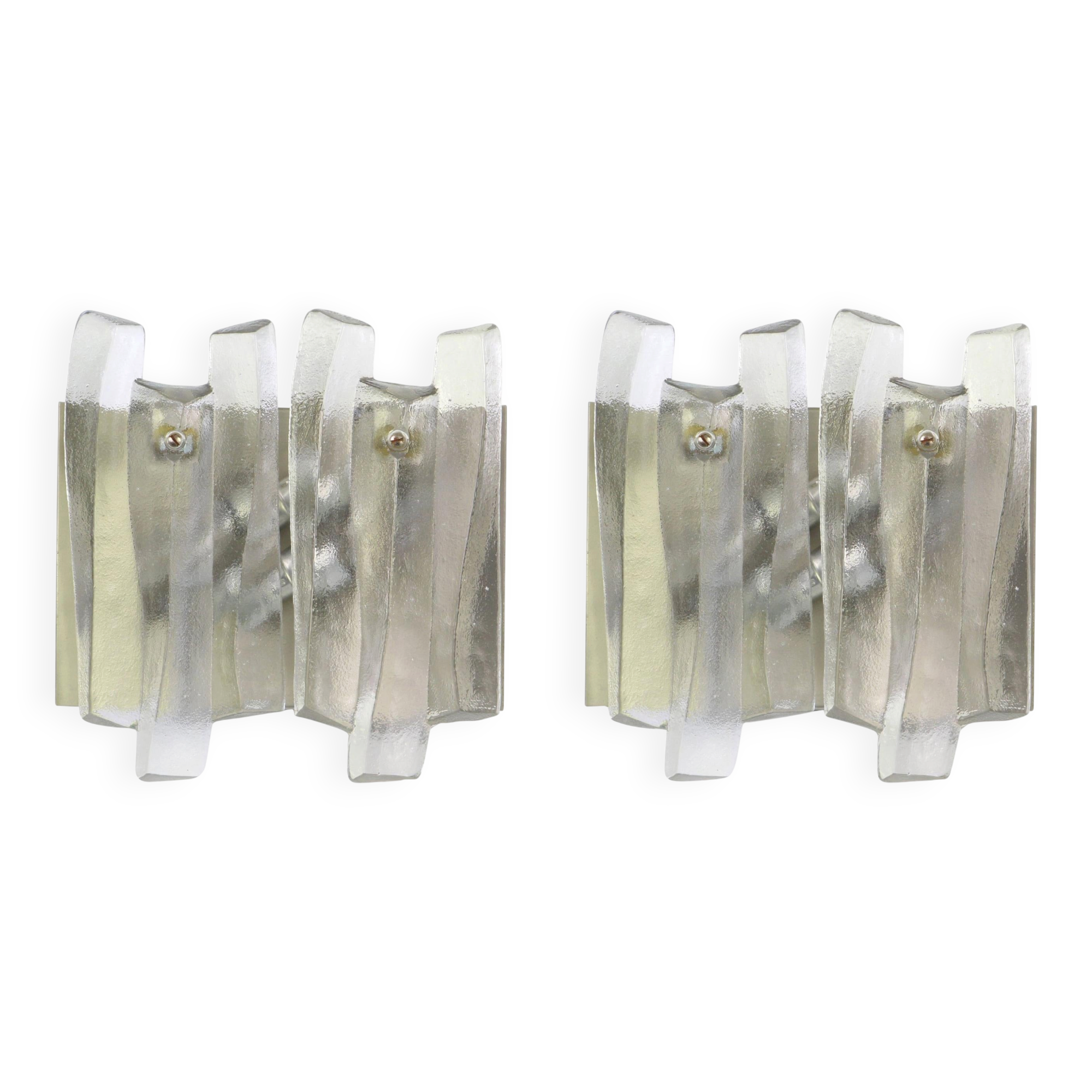 Pair of Large Murano Wall Sconces by Kalmar 'Fuente', Austria, 1960s