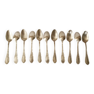 Ercuis 12 antique silver plated metal spoons 1910