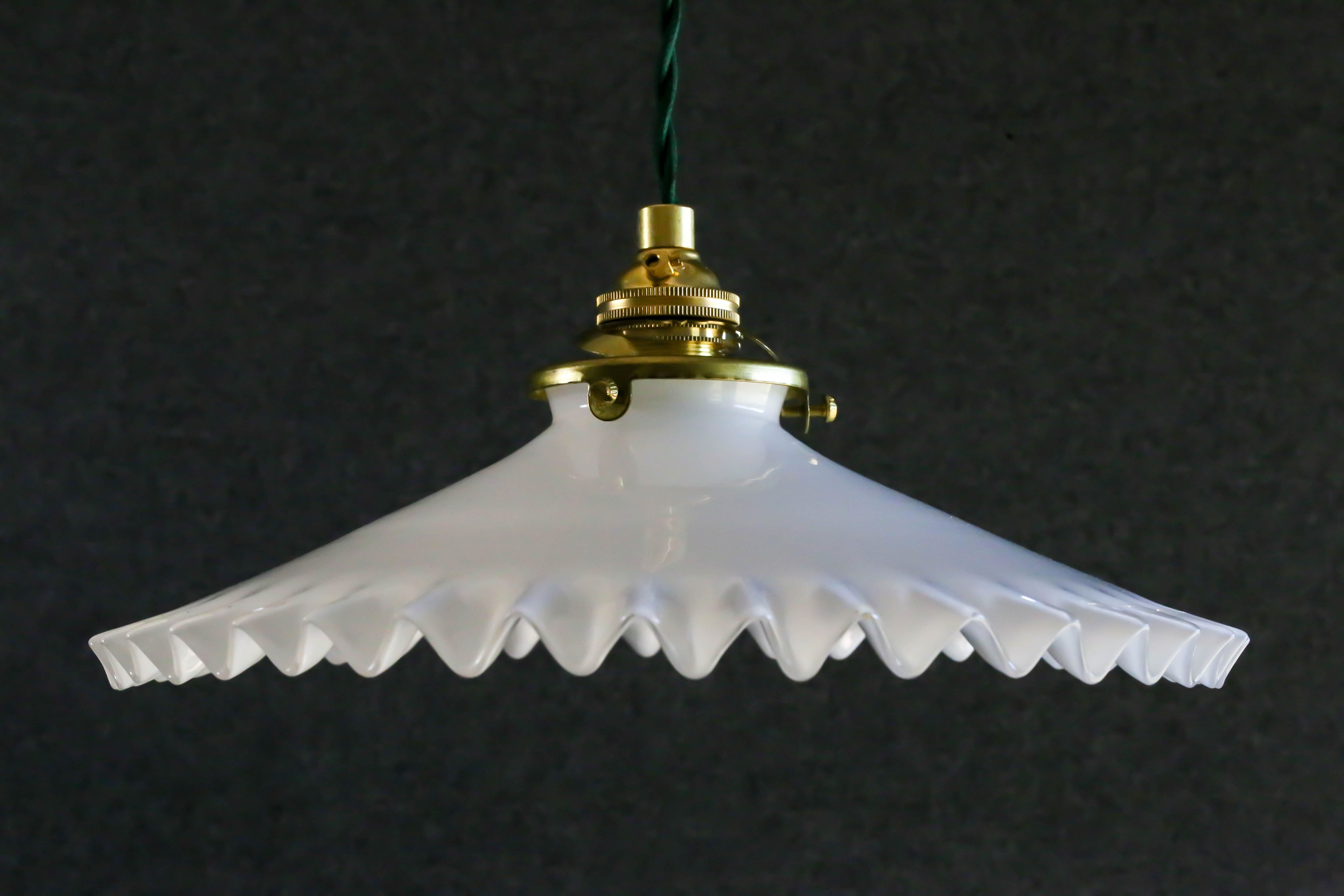 Antique suspension in white opaline comes with new brass socket