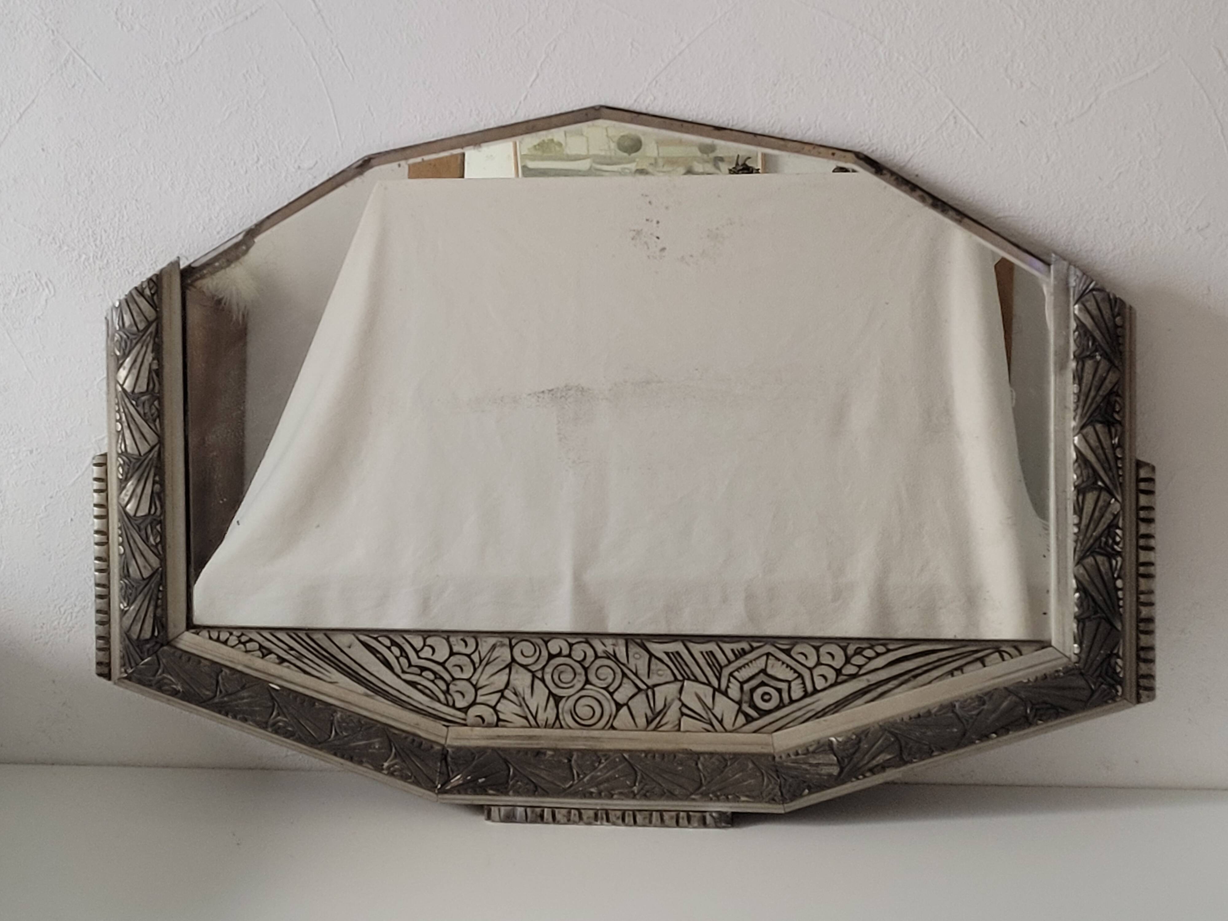 Silver art deco mirror