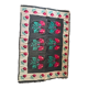 Very Old Romanian floral handwoven carpet made in wool, bohemian design
