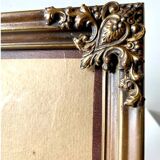 Vintage cooper & gold colored metal frame 27.5 cm  x  21.5 cm convex glass
