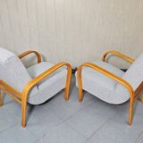 Fauteuils en hêtre par Karel Kozelka & Antonin Kropacek années 1940