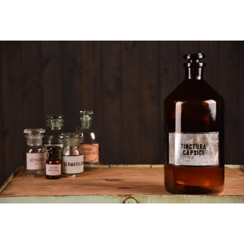 Brocante apothecary bottle 2 ltr with various prints