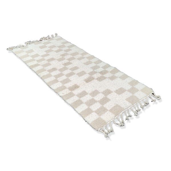 Tapis berbère carreaux crème 80x185 cm