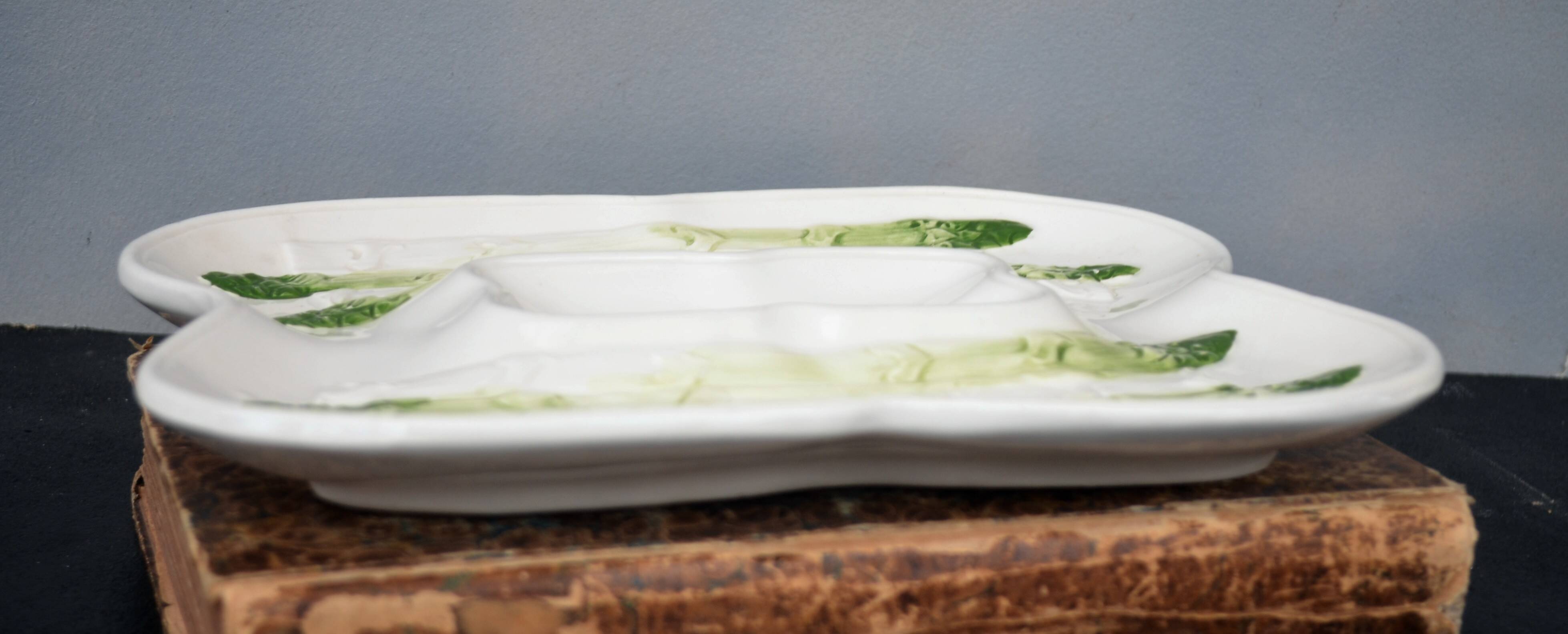 Lot of 4 Dish Minton Faience circa 1900 Asparagus Majolica