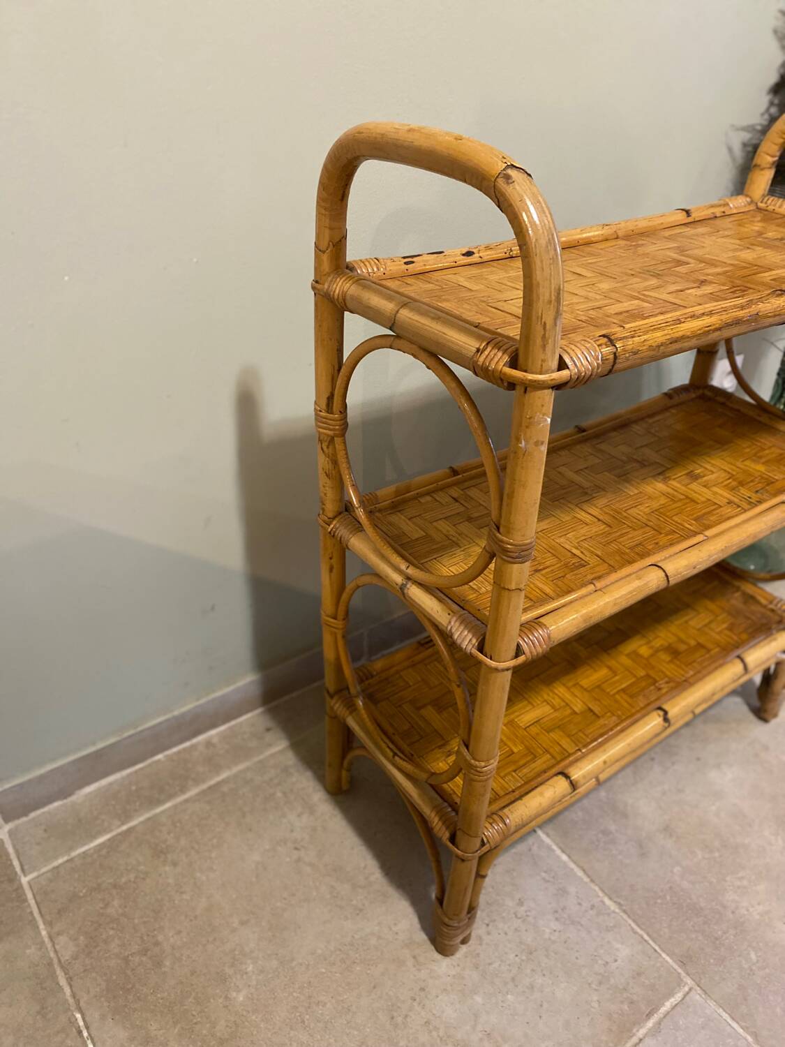 Vintage rattan shelf