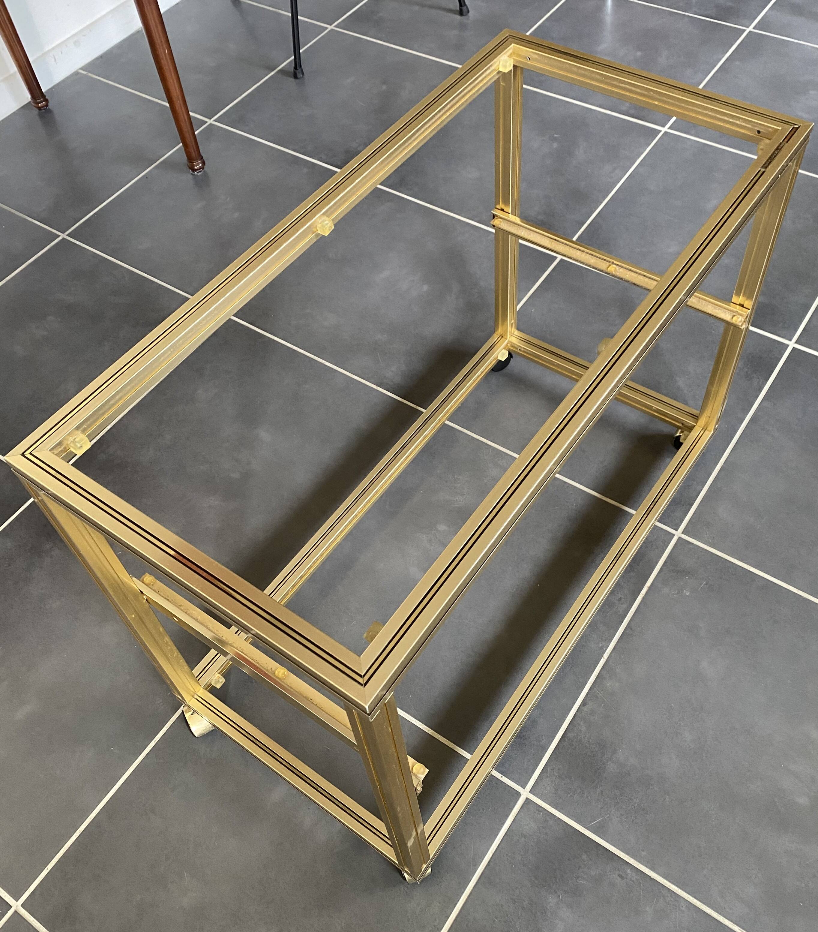 Television storage unit hi-fi video metal gold glass Pierre Vandel Paris 1970