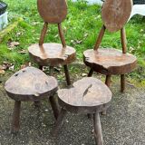 Brutalist stool and chair set