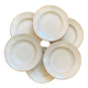 Lot de 6 assiettes creuses en faïence ancienne blanche et or Moulin des loups Orchies vintage