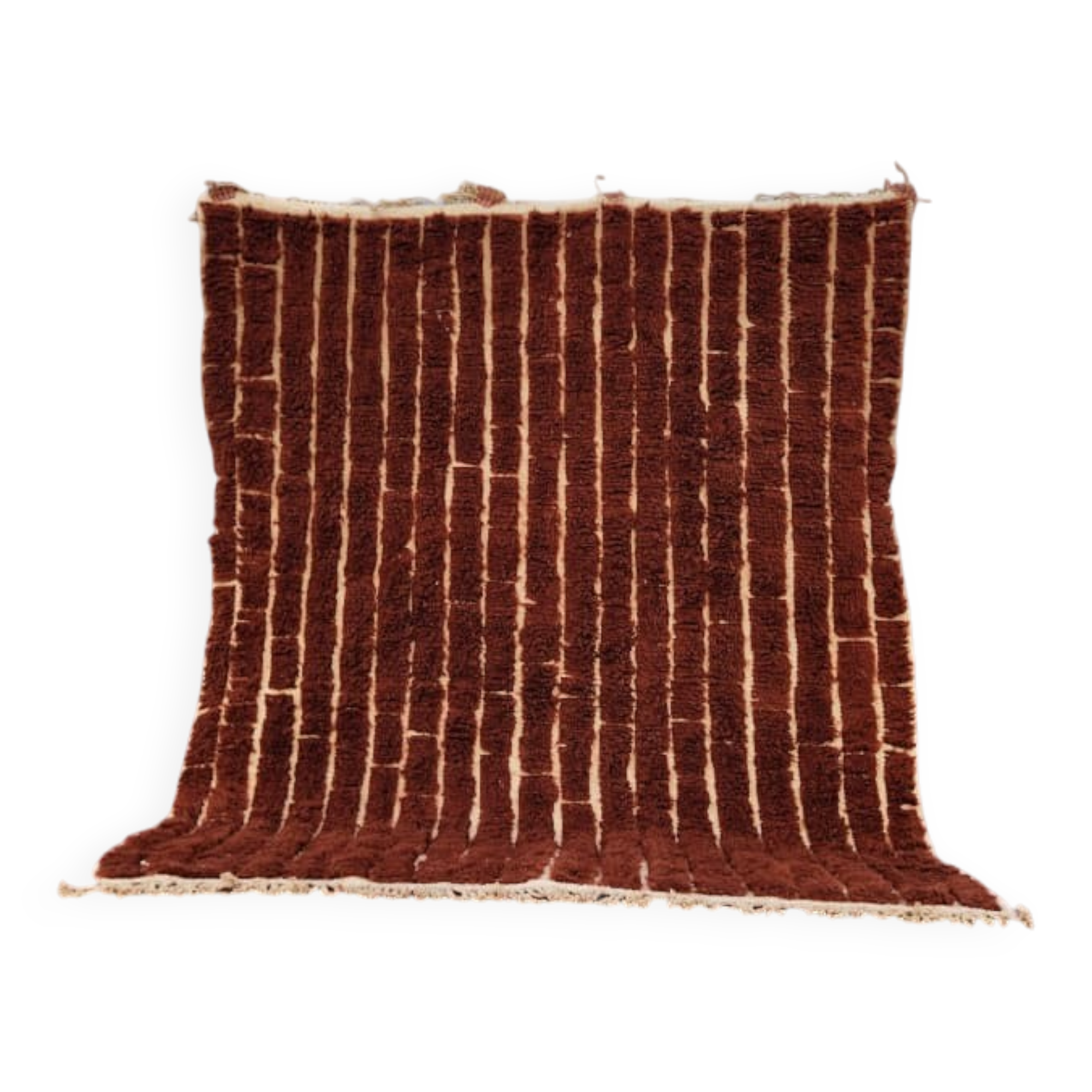 Authentic Beni Ouarain rug 250 x 200 cm – Natural wool chocolate brown