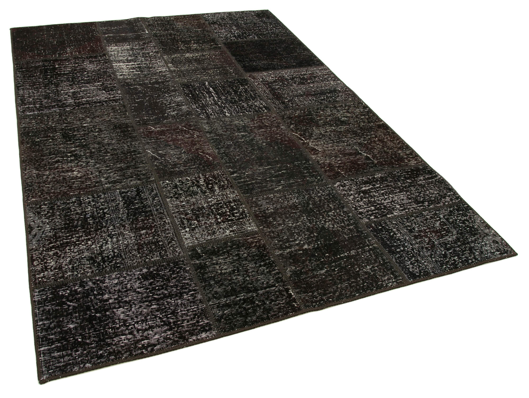 Hand-knotted oriental vintage 171 cm x 237 cm brown patchwork carpet