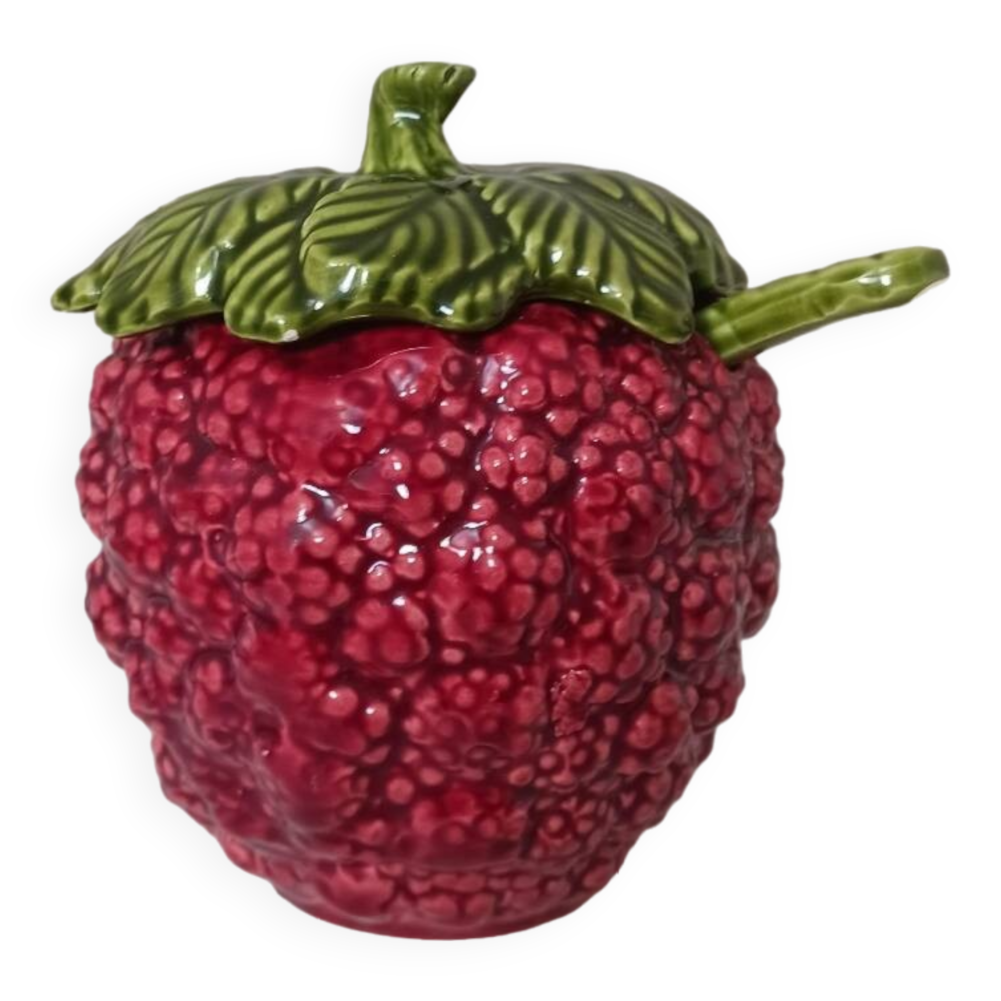 Raspberry slip sugar bowl
