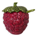 Raspberry slip sugar bowl