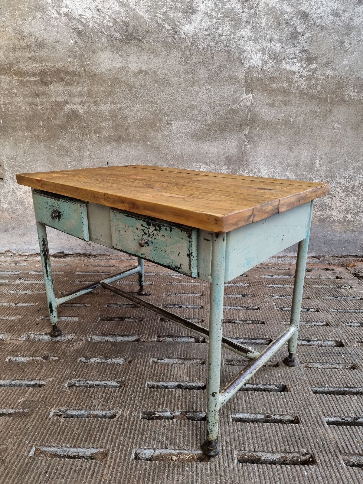 Industrial workbench side table bathroom furniture with drawers