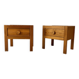 Set of 2 Pine Bed Side Tables, 1970s