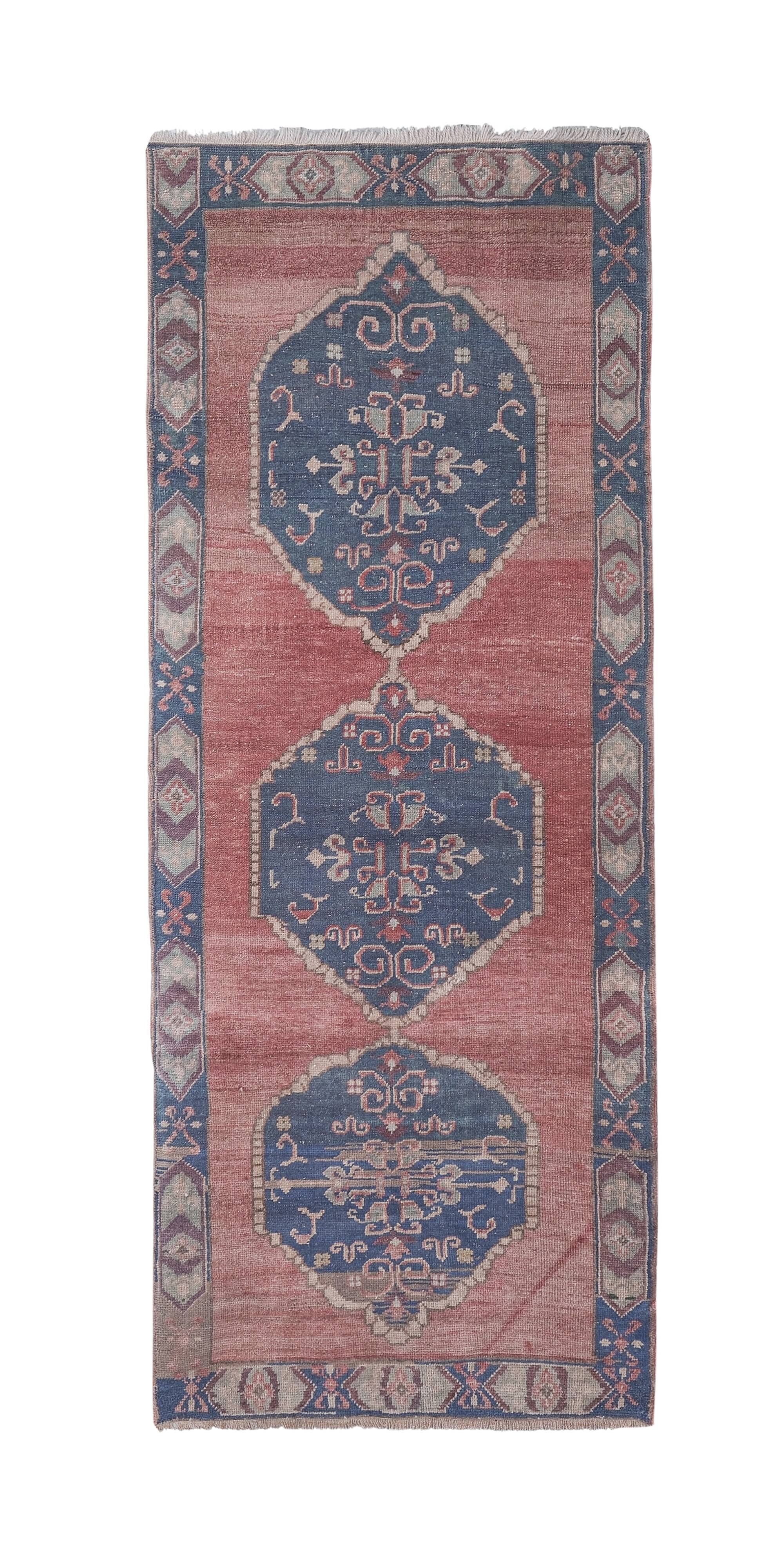 Vintage Turkish Oushak Rug Handwoven 101x262 cm