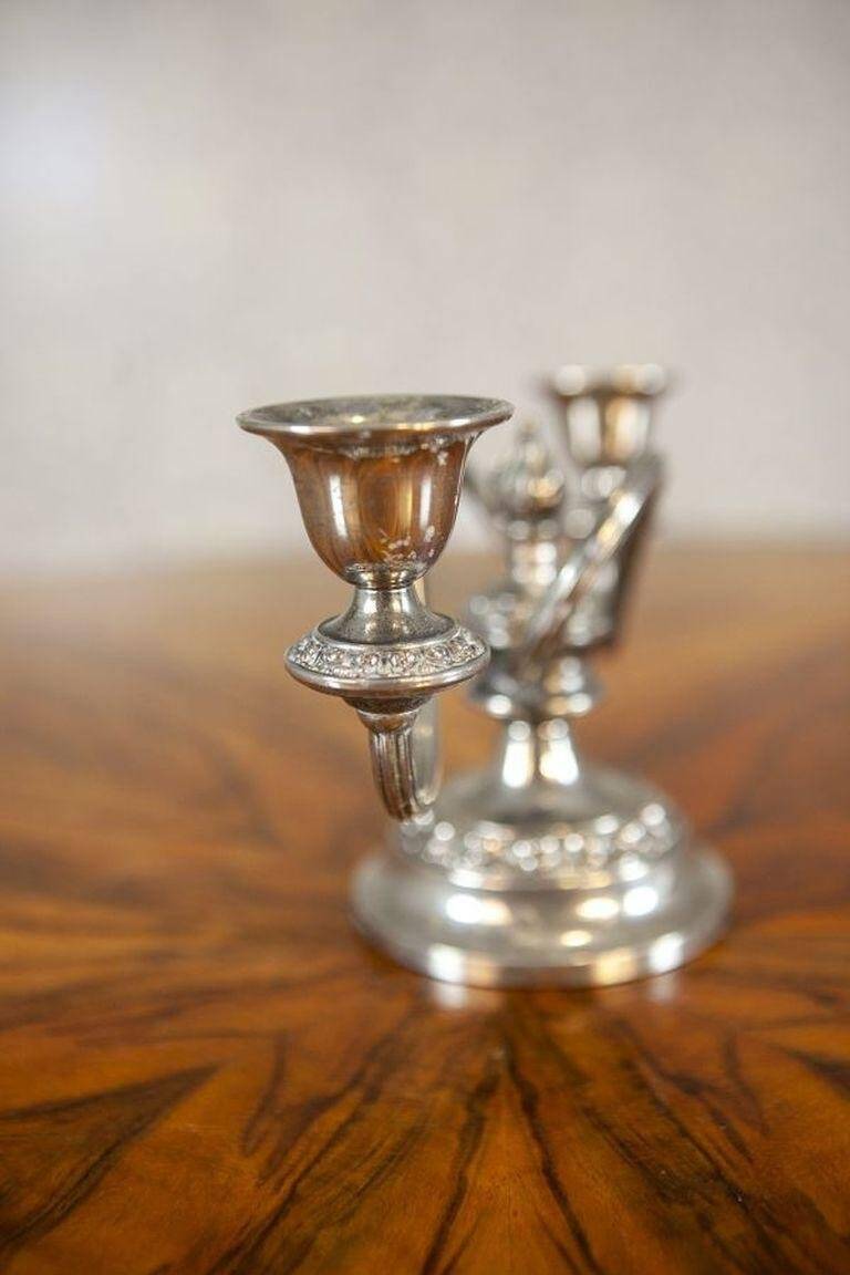 Silver-Plated Two-Armed Candleholder, 1940s