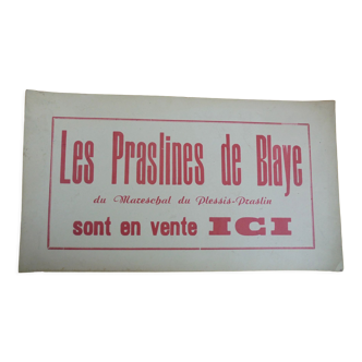 Ancienne publicité les pralines de blaye