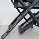 Old deckchair - wooden and cane lounge chair