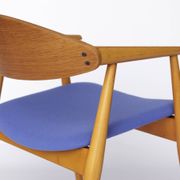 Vintage Armchair, 1960s German Design – Beech & Teak, Blue Upholstery