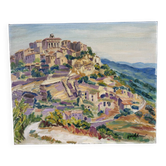 Gordes, village in the Luberon, oil on canvas signed Gisèle Renaut