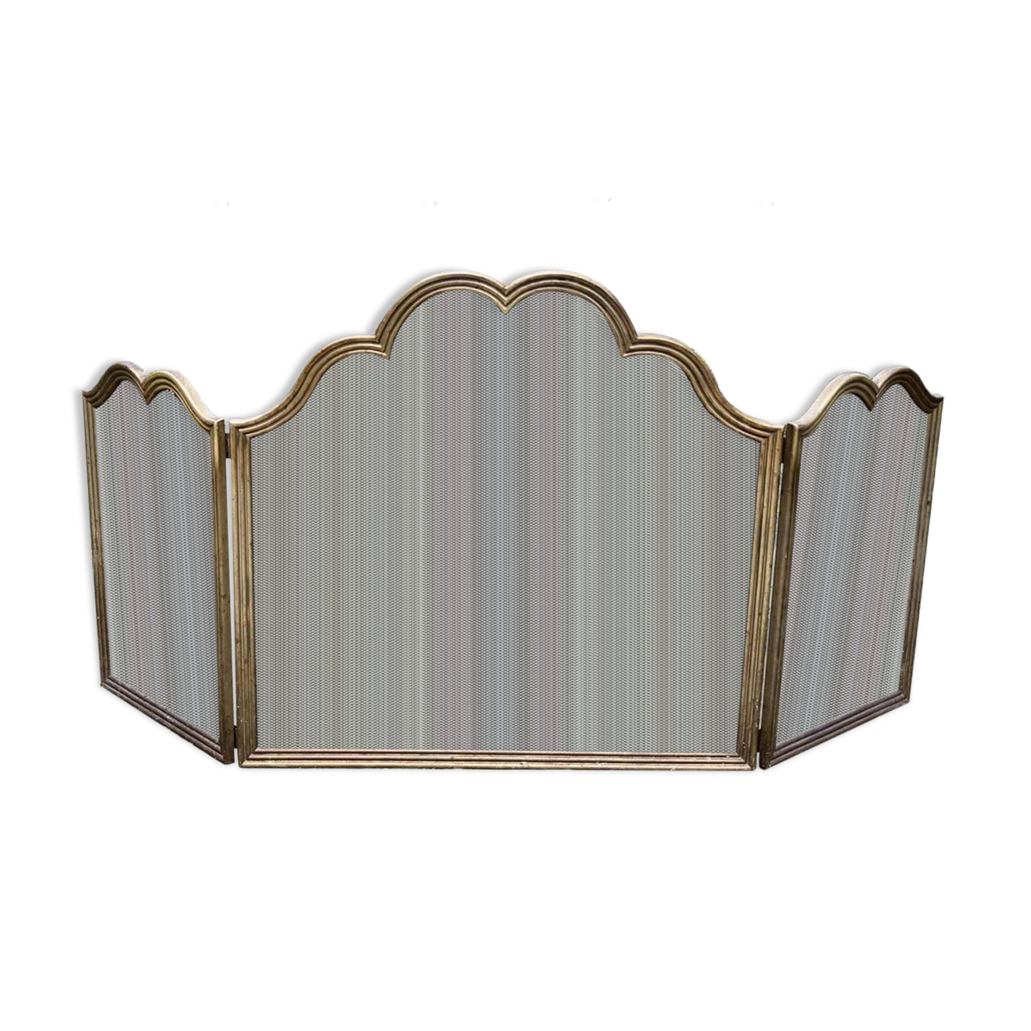 Antique brass fireplace screen