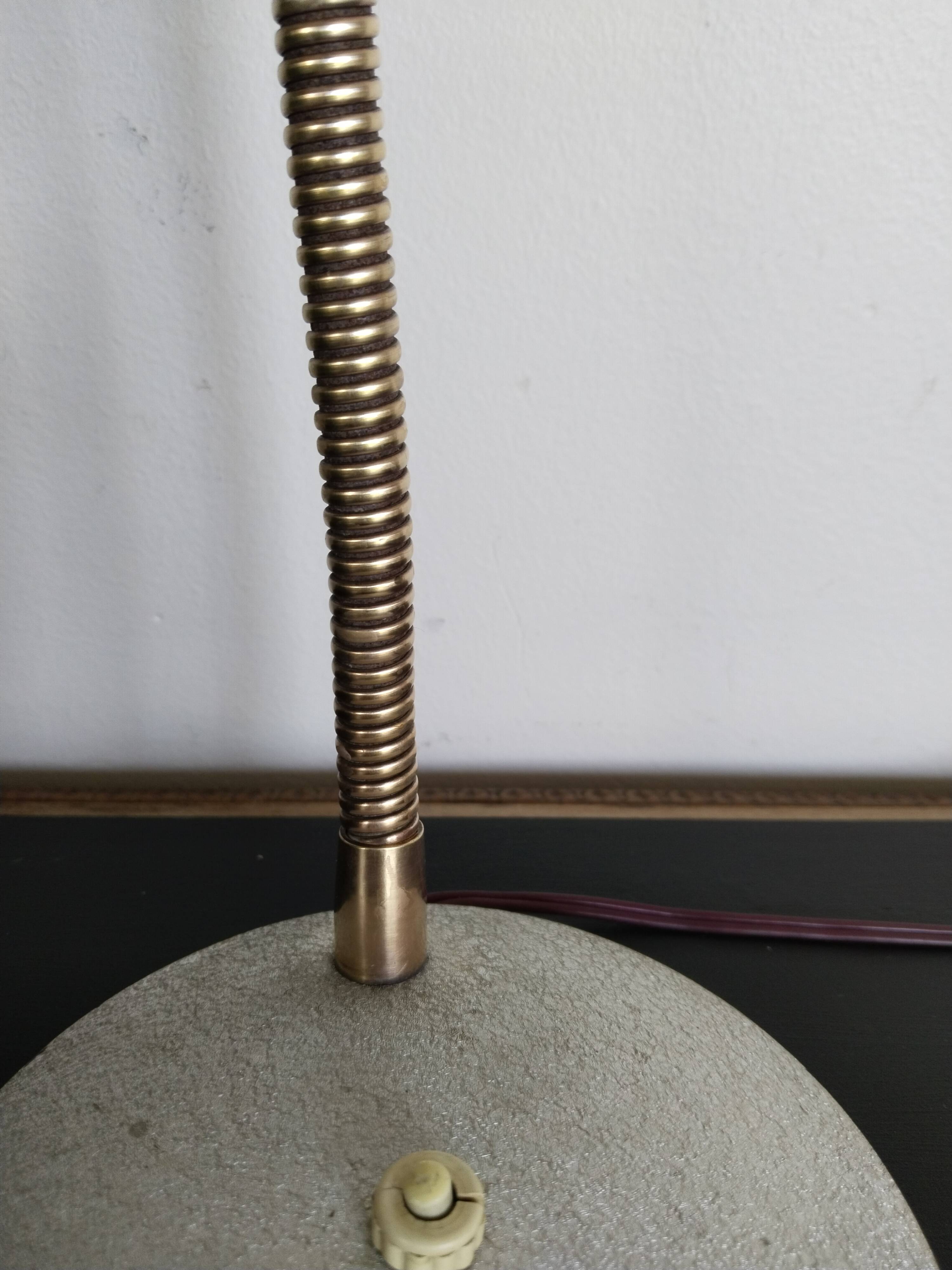 Hammered gray cocotte desk lamp, vintage French, 1940s