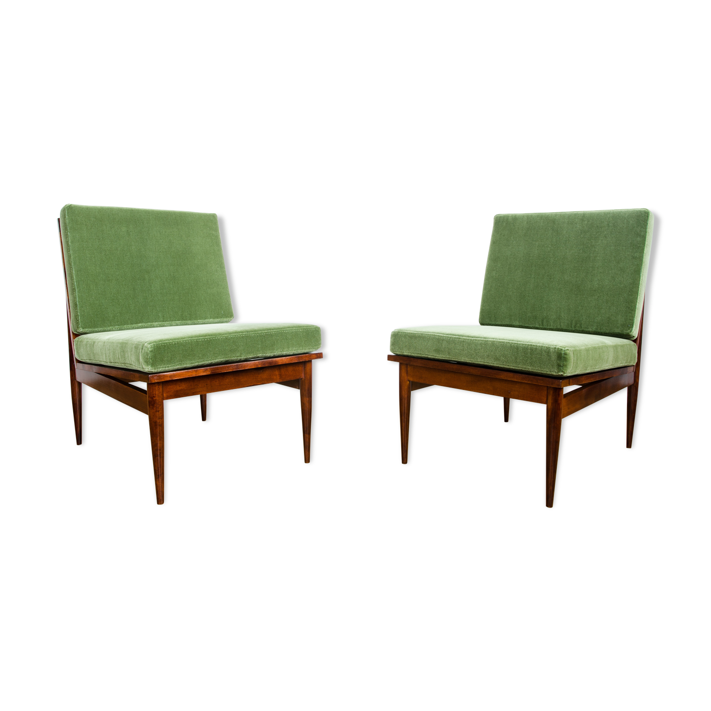 Paire de fauteuils verts du milieu du siècle 1965