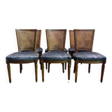Suite of 6 Louis XVI style cane and velvet chairs