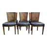 Suite de 6 chaises de style Louis XVI cannage et velours