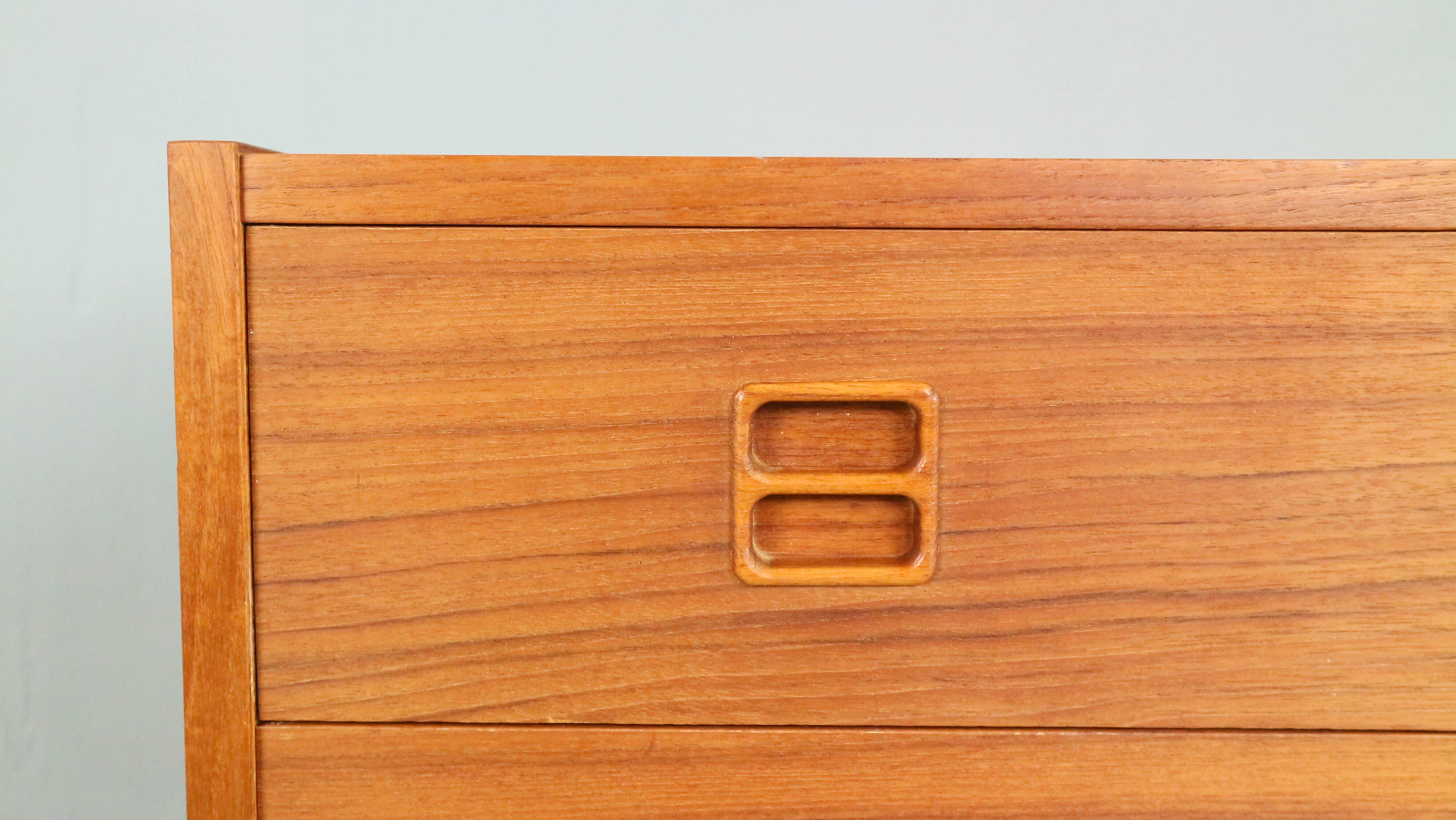 Danish teak low chest with four drawers, 1960s