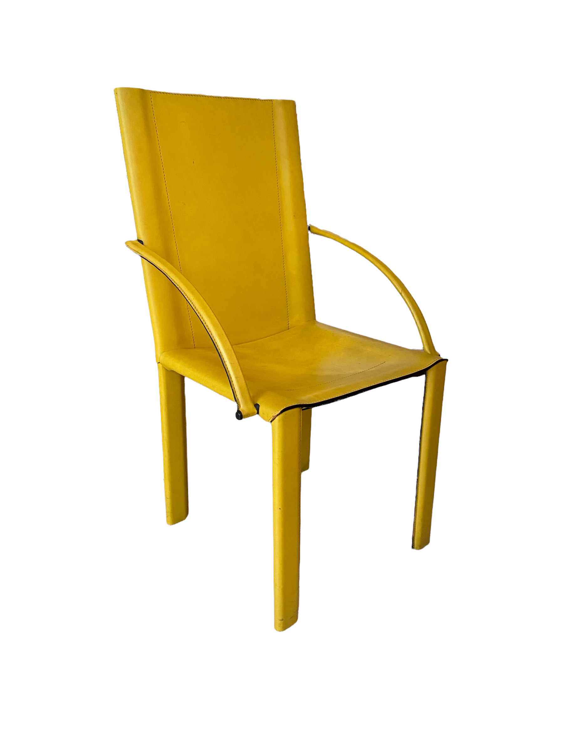 Coral armchair in yellow leather by Matteo Grassi from the 1970s.