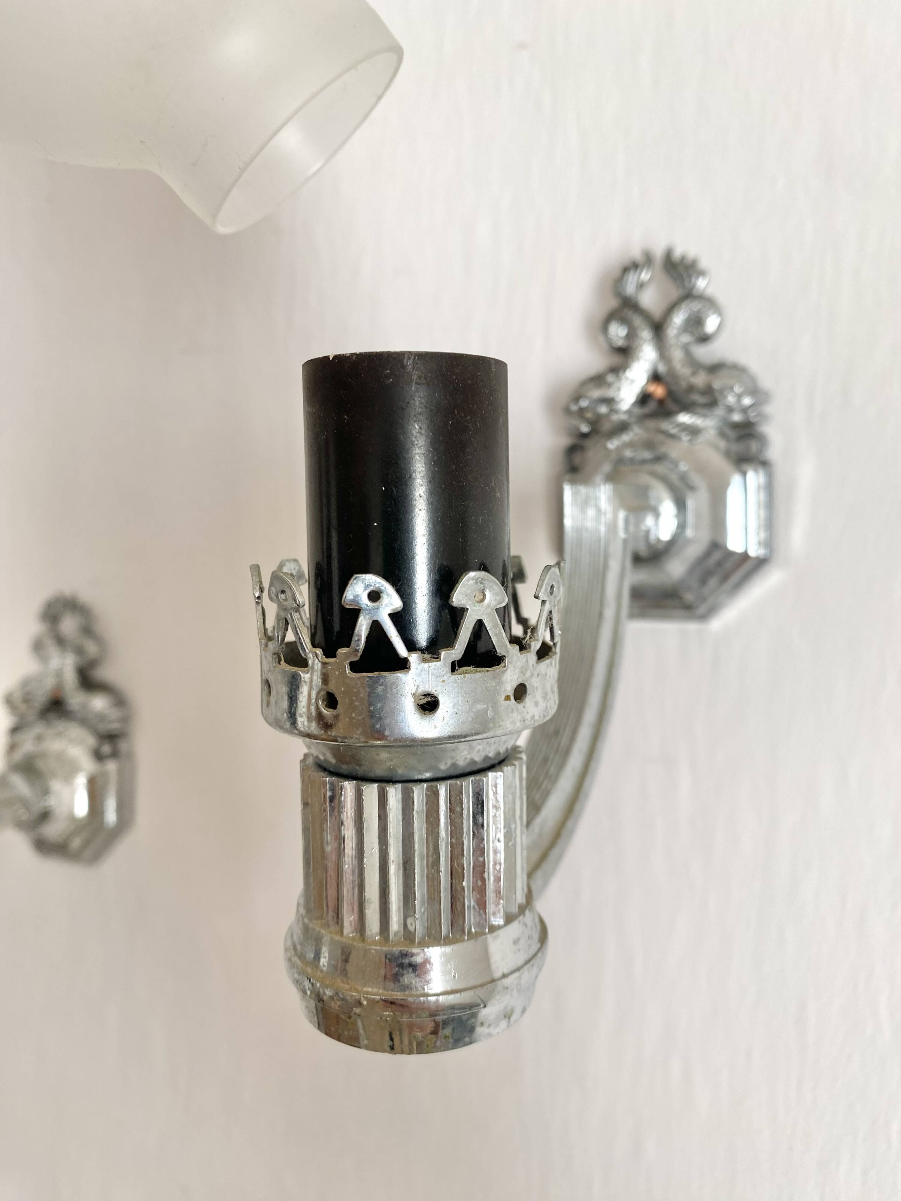 Pair of vintage silver fish wall lights