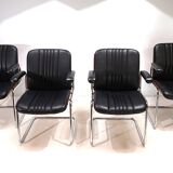 Martin Stoll set of 4 leather dining/conference chairs by Prof. Karl Dittert