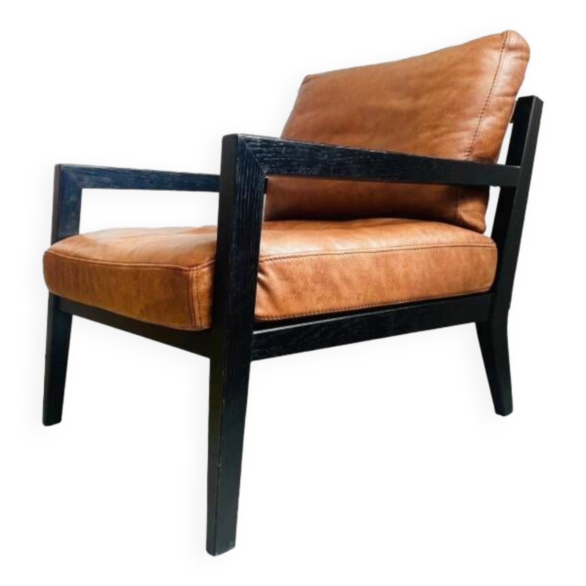 Vintage Danish design armchair nubuck leather brown wood