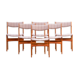 Set of 6 Scandinavian chairs vintage solid teak and wool 1960