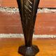 Antique Art Deco Smoked Grey Molded Glass Vase Vintage Decoration