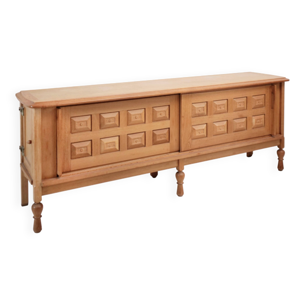 Enfilade Guillerme et Chambron en chêne clair de style brutaliste