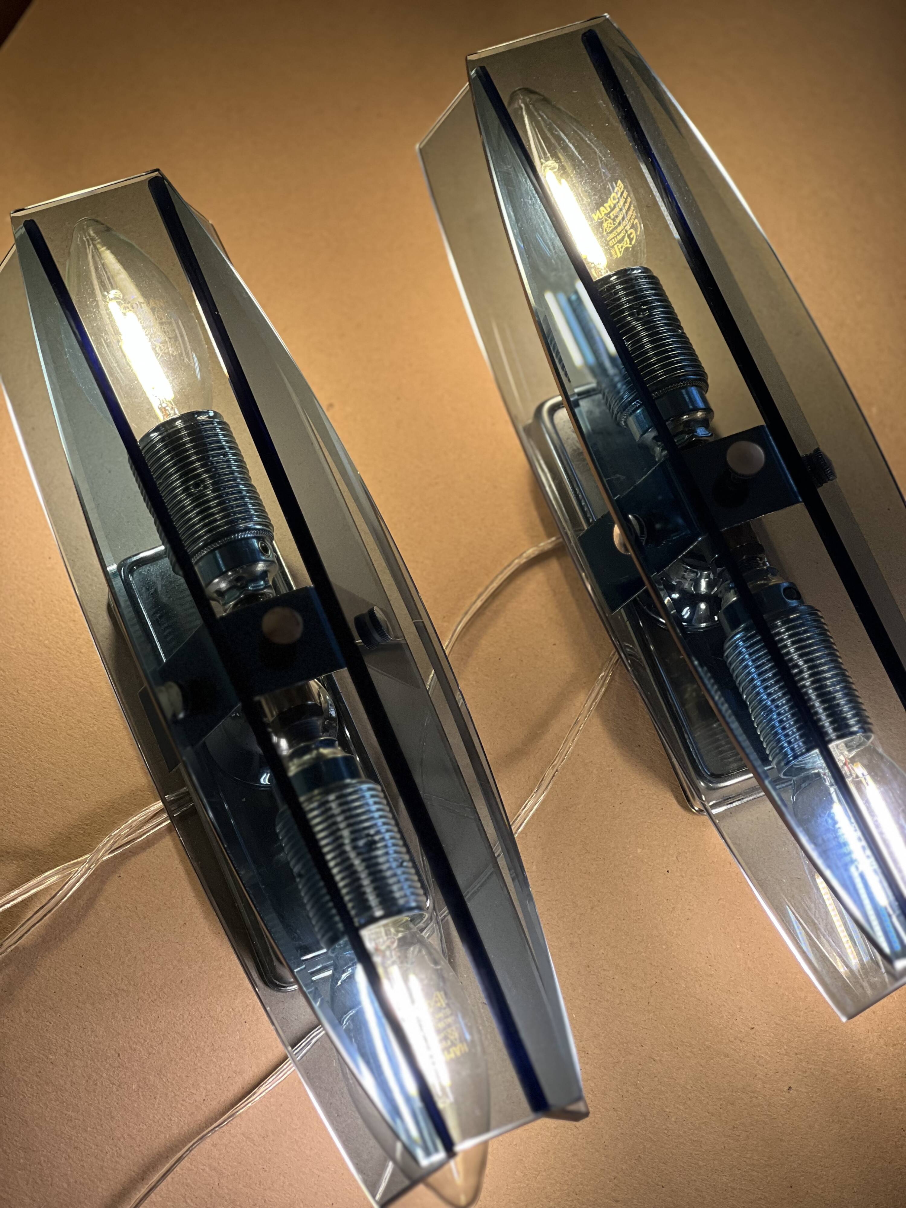 Pair of wall lights attributed to Veca for Fontana Arte, 70s